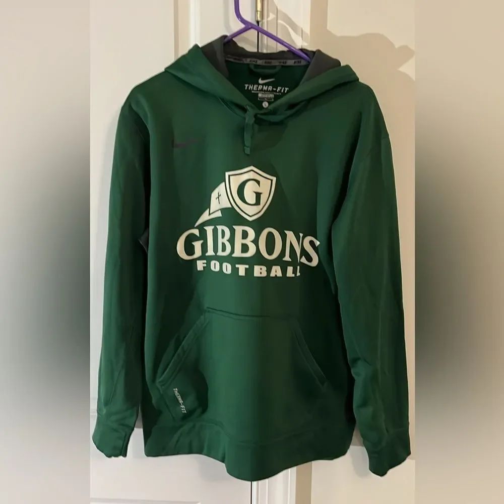 Green Gray Nike Therma fit Fleece Hoodie hooded Sweatshirt Cardinal Gibbons 🏈